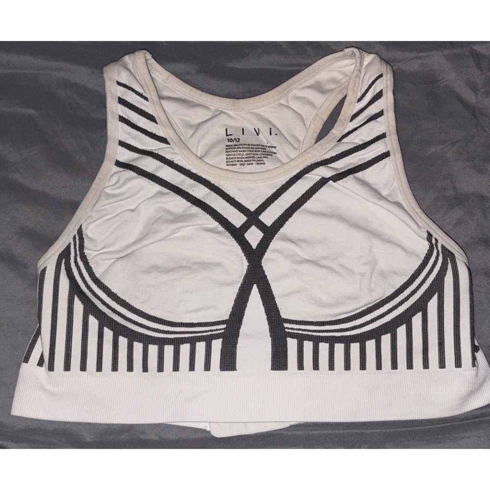 LIVI Active Lane Bryant White Seamless Medium Impact Wireless Sports Bra, 10/12